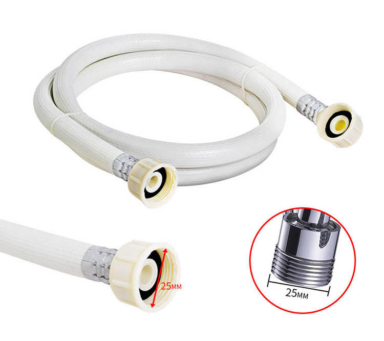 White washing machine hose extension